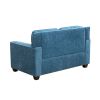Blue Linen Living Room Sofa Set