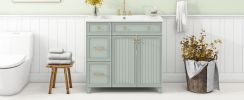 36-inch Bathroom Vanity, Transitional Style Bathroom Cabinet with Resin Sink, Single Bathroom Cabinet, with 2 Drawers and 1 Adjustable Storage Shelf