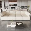 Modular Sectional Sofa, Convertible Sofa Seat With Storage, Sleeper Sectional Sofa Set, Fabric Flexible Modular Combinations for Living Room