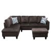 Espresso Flannel Living Room Sofa Set