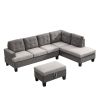 Sofa Set for Living Room with Chaise Lounge and Storage Ottoman Living Room Furniture Gray