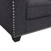 Black Linen Living Room Sofa Set