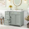 36-inch Bathroom Vanity, Transitional Style Bathroom Cabinet with Resin Sink, Single Bathroom Cabinet, with 2 Drawers and 1 Adjustable Storage Shelf