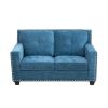 Blue Linen Living Room Sofa Set