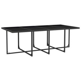 vidaXL 13 Piece Patio Dining Set with Cushions Poly Rattan Black (Option: as picture)