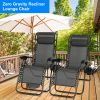 2Packs Zero Gravity Lounge Chair w/ Dual Side Tray 330lbs Load Foldable Recliner Chair w/ Stress Relief Pillow Patio Poolside Beach Lying Chair