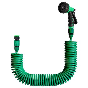 EVA Recoil Garden Hose Flexible Self-coiling Water Hose with 3/4” and 1/2” Adapter with 7 Spraying Modes for Boat Greenhouse Yard Patio (Option: CoilGardenHose15M)