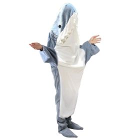 Wearable Shark Sleeping Bag Shark Onesie X-XXL Size Soft Comfortable Flannel Blanket With Zipper Suitable For Adult Children Height 4.2FT to 5.5FT (Option: BlanketHoodie170CM)